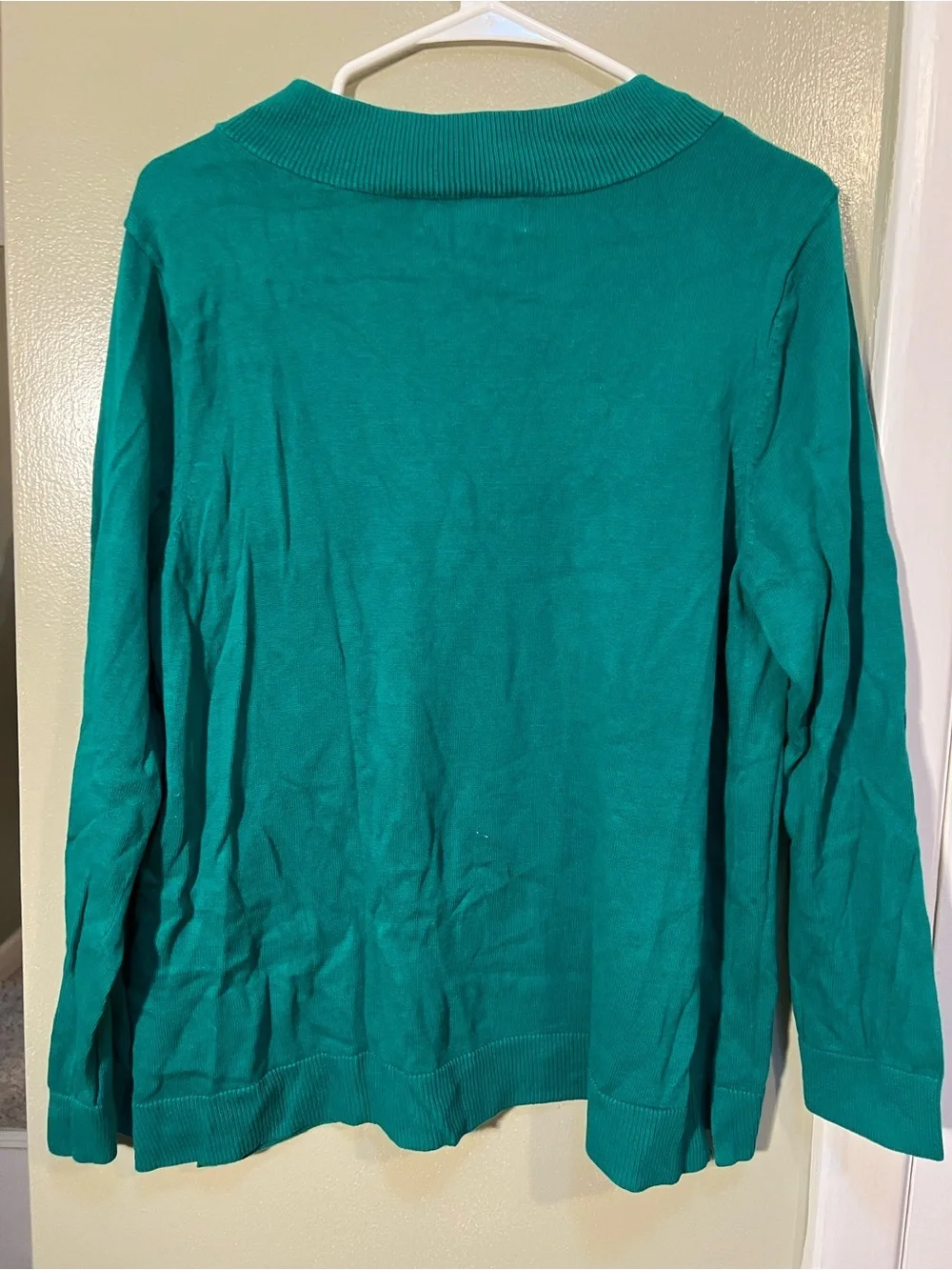 Karen Scott Women's Size Large V-Neck Pullover Sweater Kelly Green 100% Cotton